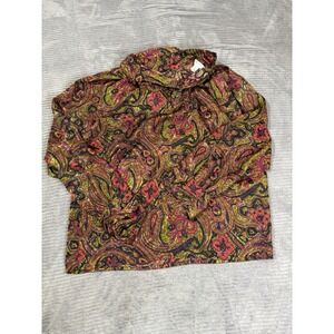 Vintage Ej Harper Womens High Neck Blouse Shirt Size 12 Floral Long Sleeve